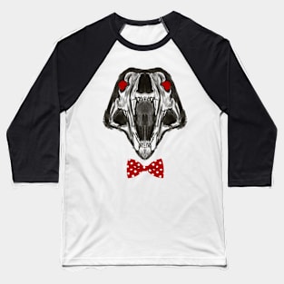 Cat Skull with Red Bowtie Baseball T-Shirt